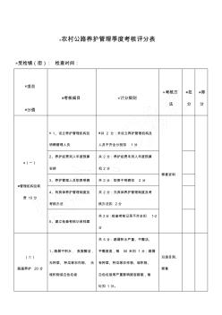 農村公路養(yǎng)護管理季度考核評分表