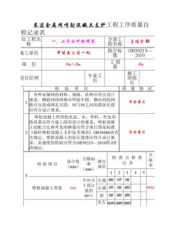 噴射混凝土支護(hù)工程工序質(zhì)量驗(yàn)收記錄表