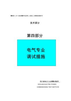 攀枝花135MW工程投标文件-技术部分第四部分电气专业整套调试措施 (2)