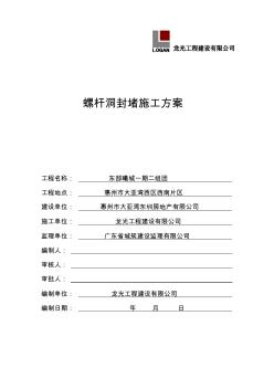螺桿洞封堵專項方案