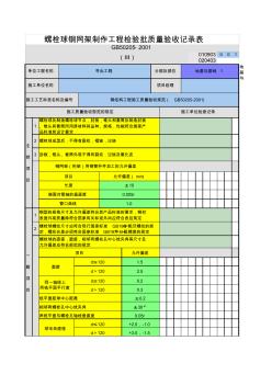 螺栓球钢网架制作工程检验批质量验收记录表 (2)