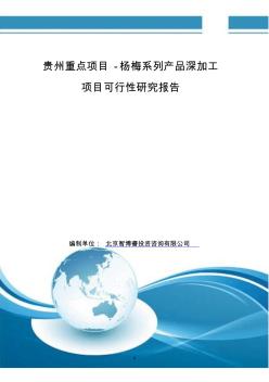 贵州重点项目-杨梅系列产品深加工项目可行性研究报告