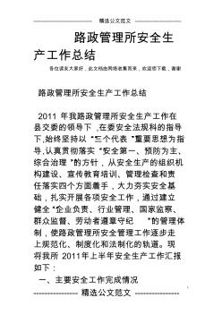路政管理所安全生產工作總結