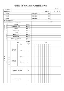 铝合金门窗安装工程分户质量验收记录表