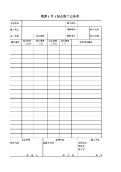 錨索(桿)鉆孔施工記錄表