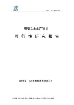 鎂鋁合金生產(chǎn)項目可行性研究報告