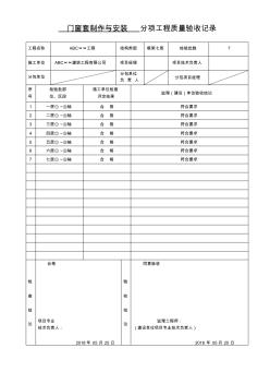 门窗套制作与安装分项工程质量验收记录