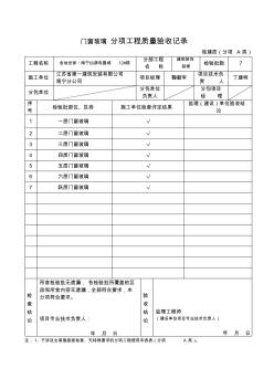 门窗玻璃分项工程质量验收记录