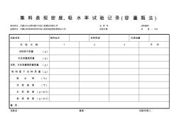 集料表观密度、吸水率试验记录(容量瓶法)