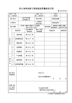 鲁GG079防火涂料涂装工程检验批质量验收记录