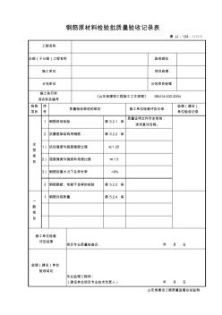 魯JJ-124鋼筋原材料檢驗(yàn)批質(zhì)量驗(yàn)收記錄表(1)