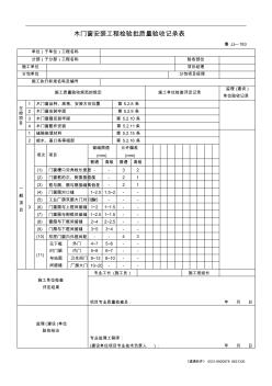 鲁JJ-183木门窗安装工程检验批质量验收记录表