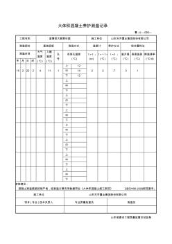 魯JJ—066大體積混凝土養(yǎng)護(hù)測(cè)溫記錄