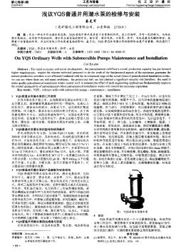 淺議YQS普通井用潛水泵的檢修與安裝