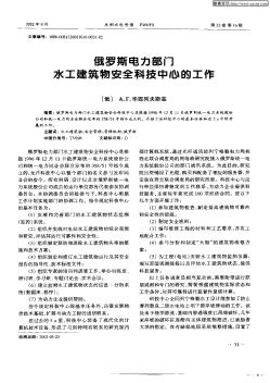 俄罗斯电力部门水工建筑物安全科技中心的工作