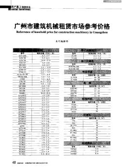 广州市建筑机械租赁市场参考价格