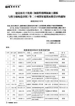 建设部关于批准《钢筋焊接网混凝土楼板与剪力墙构造详图》等二十项国家建筑标准设计的通知