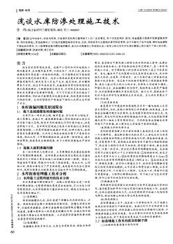 浅谈水库防渗处理施工技术