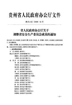 省人民政府办公厅关于调整省安全生产委员会成员的通知