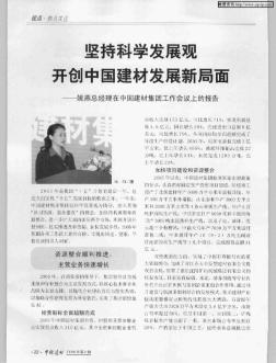 坚持科学发展观 开创中国建材发展新局面——姚燕总经理在中国建材集团工作会议上的报告