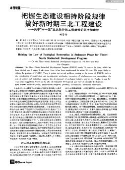 把握生态建设相持阶段规律搞好新时期三北工程建设——关于“十一五”三北防护林工程建设的思考和建议