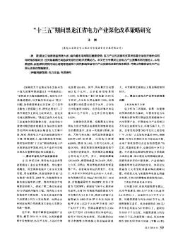 “十三五”期间黑龙江省电力产业深化改革策略研究