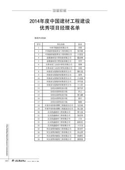 2014年度中国建材工程建设优秀项目经理名单