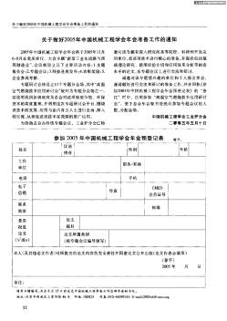 關(guān)于做好2005年中國(guó)機(jī)械工程學(xué)會(huì)年會(huì)準(zhǔn)備工作的通知