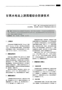 甘再水电站上游围堰综合防渗技术