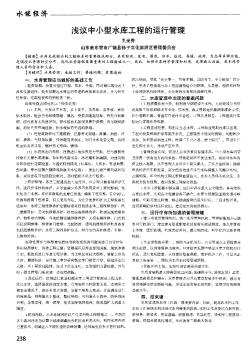 淺議中小型水庫(kù)工程的運(yùn)行管理