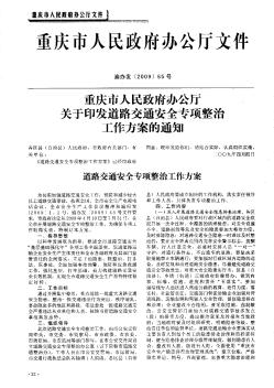 重庆市人民政府办公厅关于印发道路交通安全专项整治工作方案的通知