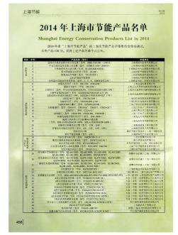 2014年上海市节能产品名单