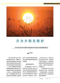 只為夕陽無限好——徐州市政協(xié)開展養(yǎng)老服務(wù)體系建設(shè)專題調(diào)研側(cè)記