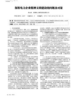 探析电力企业精神文明建设的问题及对策  