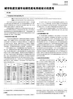 城市軌道交通車站綠色配電系統(tǒng)設(shè)計(jì)的思考