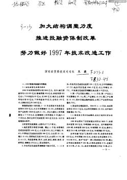 加大结构调整力度推进投融资体制改革努力做好1997年技术改造工作