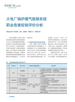 火电厂锅炉烟气脱硝系统职业危害控制评价分析