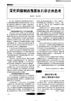 深化同级财政预算执行审计的思考