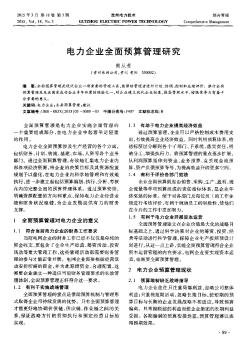 电力企业全面预算管理研究