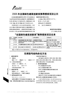 2005年全國綠色建筑創(chuàng)新獎(jiǎng)推薦授獎(jiǎng)項(xiàng)目公示