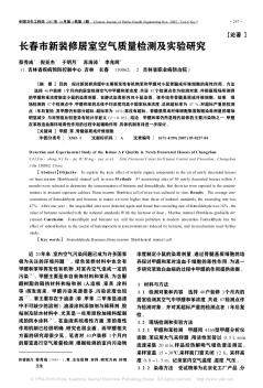 長春市新裝修居室空氣質(zhì)量檢測及實驗研究