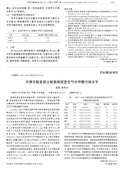 天津市蓟县部分新装修居室空气中甲醛污染水平