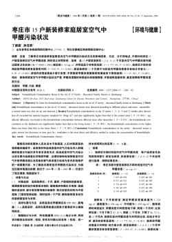 枣庄市15户新装修家庭居室空气中甲醛污染状况