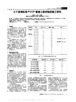 三个泉倒虹吸PCCP管道工程试验段施工研究