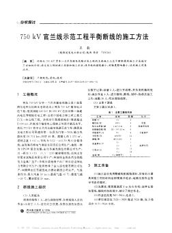 750kV官兰线示范工程平衡断线的施工方法