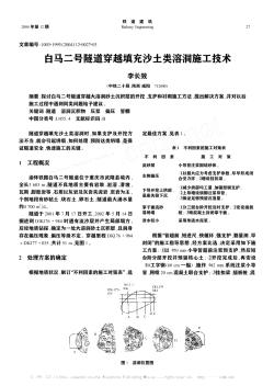 白马二号隧道穿越填充沙土类溶洞施工技术