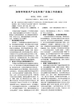 加快專利技術(shù)產(chǎn)業(yè)化和推廣實施工作的建議