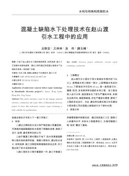 混凝土缺陷水下处理技术在赵山渡引水工程中的应用