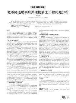 城市隧道勘察应关注的岩土工程问题分析