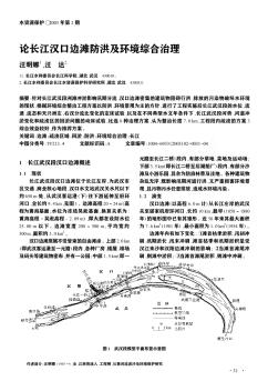 论长江汉口边滩防洪及环境综合治理